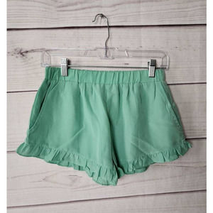 Akira Chicago Red Label Womens Ruffle Shorts Green Lined‎ Pockets Pull On M New